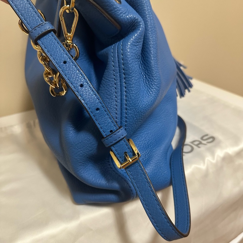 Like New Blue Michael Kors Camden Drawstring Satchel Bag - Picture 3 of 12